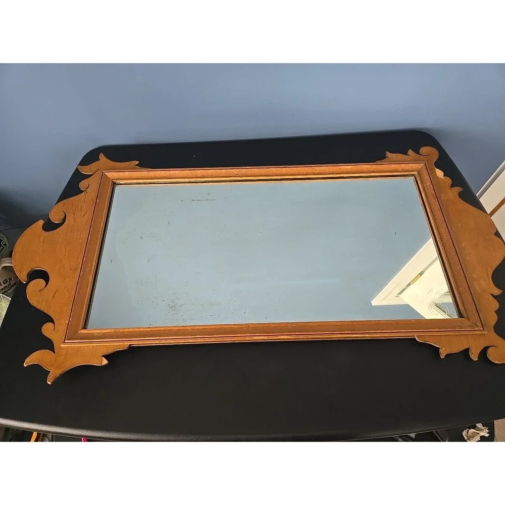 Antique Vintage Maple Chippendale‎ Glass Mirror